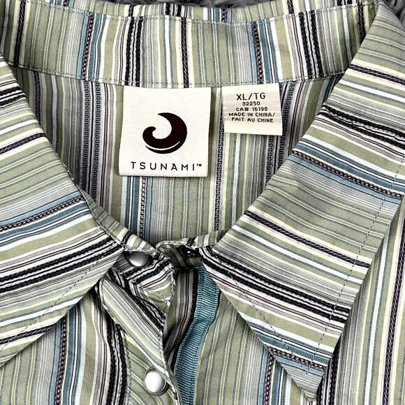 Tsunami Western Pearl Button Snap Close Blouse Shirt Striped Womens XL Rodeo - Picture 5 of 11